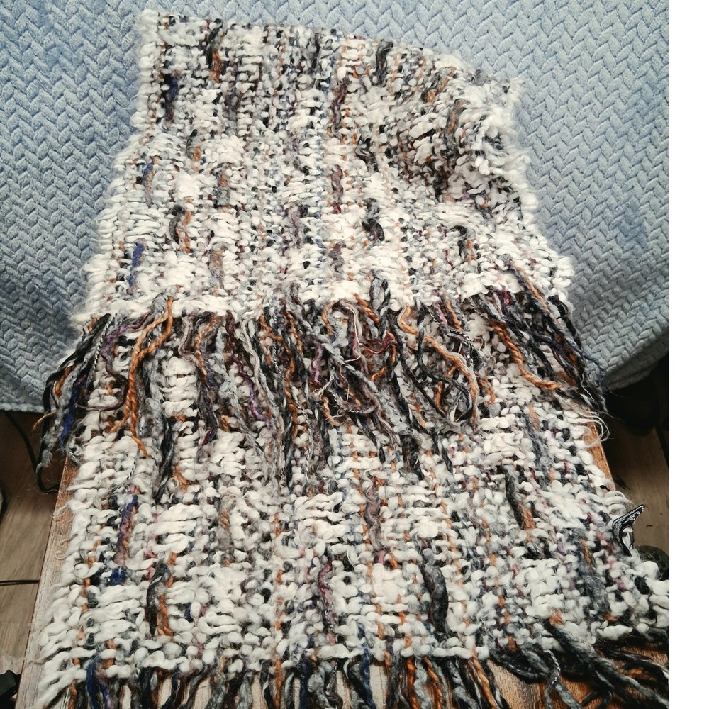 Manifattura Almar Mohair Wool Blend Chunky Knit Scarf Made in Italy Multicolor